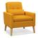 Front. Costway - Mid-Century Modern Linen Accent Chair with Lumbar Pillow - Yellow.