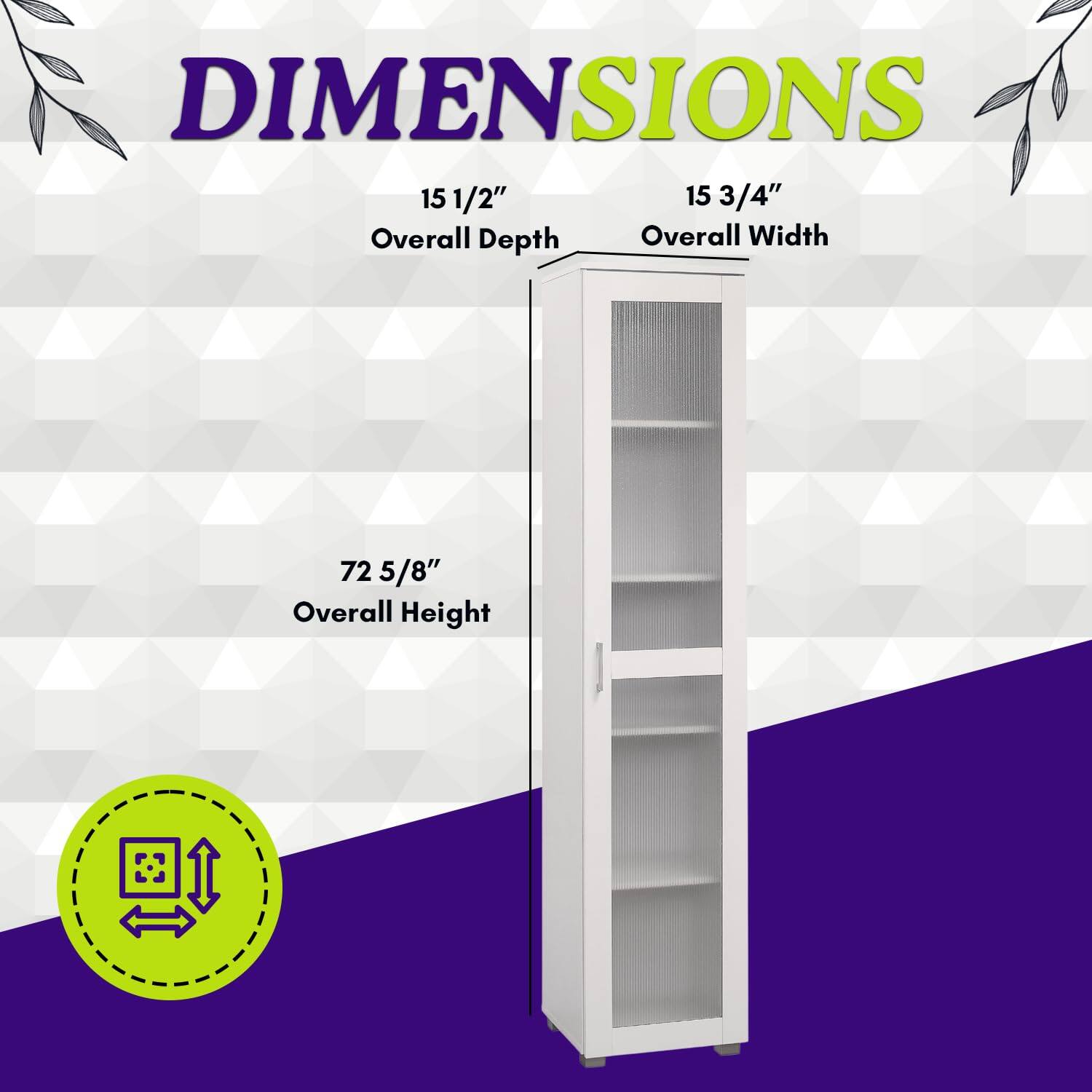 DIMENSIONS

15 1/2"  
Overall Depth

15 3/4"  
Overall Width

72 5/8"  
Overall Height