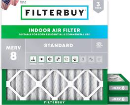 Filterbuy - 11.25x11.25x2 MERV 8 Dust & Allergy Defense, Electrostatic Pleated HVAC AC Furnace Air Filters Replacement (3-Pack) - Silver