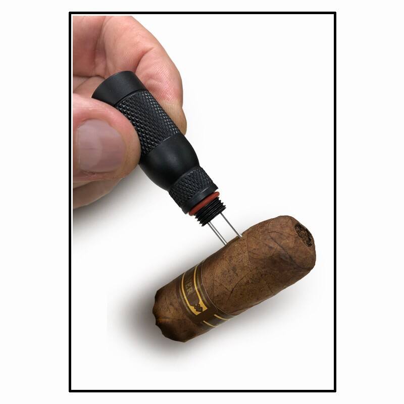 Alt View 1. Prestige - Spartan 4-in-1 Cigar Draw Tool (Black) - Anodized Black Finish.