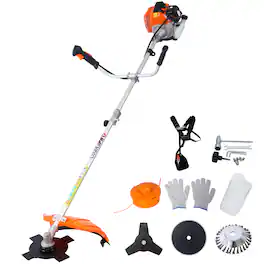 LOVMOR - 52CC 6 In 1 Gas Weed Wacker String Trimmer with Blade Attachments Shoulder Strap EPA Compliant