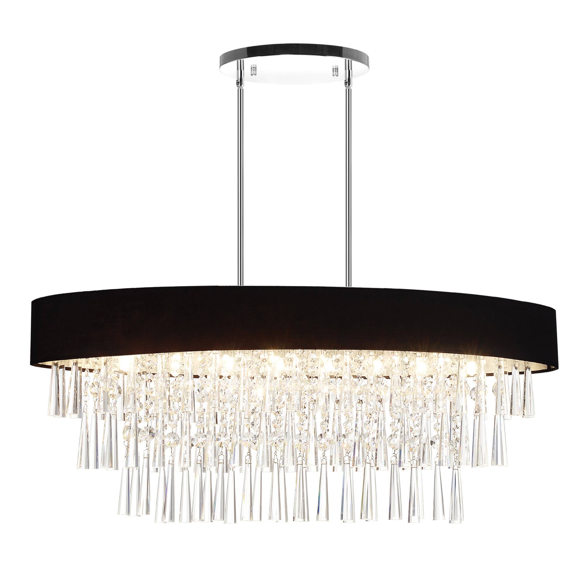 Front. CWI Lighting - Franca 8 Light Drum Shade Chandelier With Chrome Finish - Black.