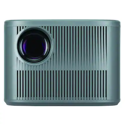 Front. RCA - RPJ185 720P HD Smart Home Theater Projector with ROKU Express Stick, 150 ANSI - Silver.