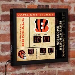 Evergreen Enterprises - Cincinnati Bengals 15" x 19" Bluetooth Scoreboard Wall Clock - Brown
