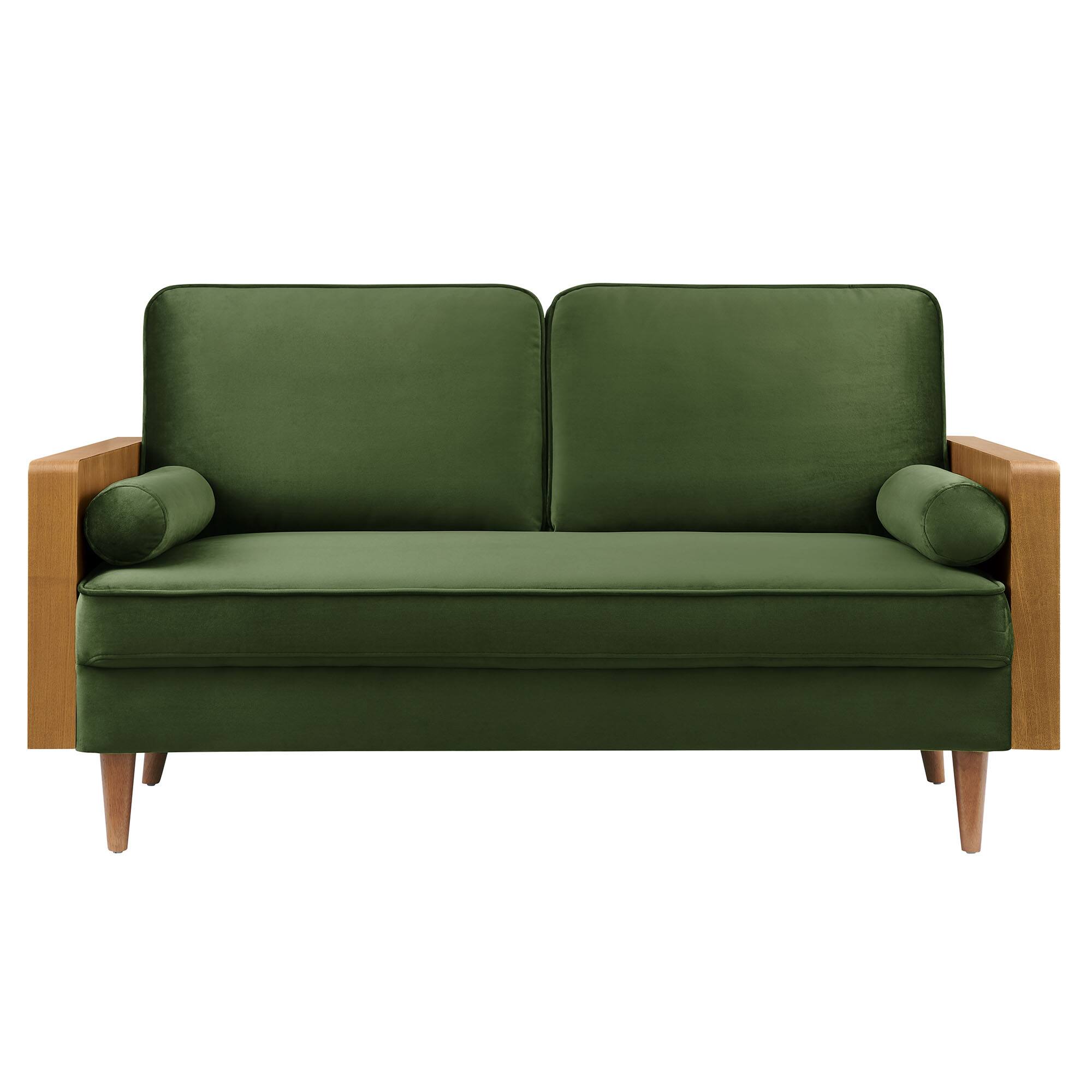 Alt View 4. Modway - Kellan Loveseat - Walnut Moss Green.