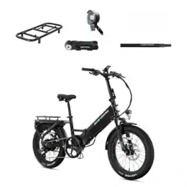 Lectric eBikes - XP4 750 Step-Thru Foldable Long-Range eBike (Max 85mi/28mph) + LevelUp Rack/Seat Post/Elite Headlight/Lock - Tempest Grey