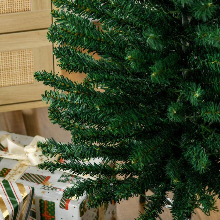Alt View 9. PULUZ - 7' Artificial Pencil Christmas Trees Holiday Decoration with Colorful LED Lights, Steel Base, Skinny Shape - Green.