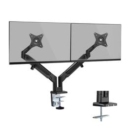 Mount-It! - Dual Monitor Mount With Low Profile Dual Monitor Mount with Gas Spring Arms for Two Screens - Black
