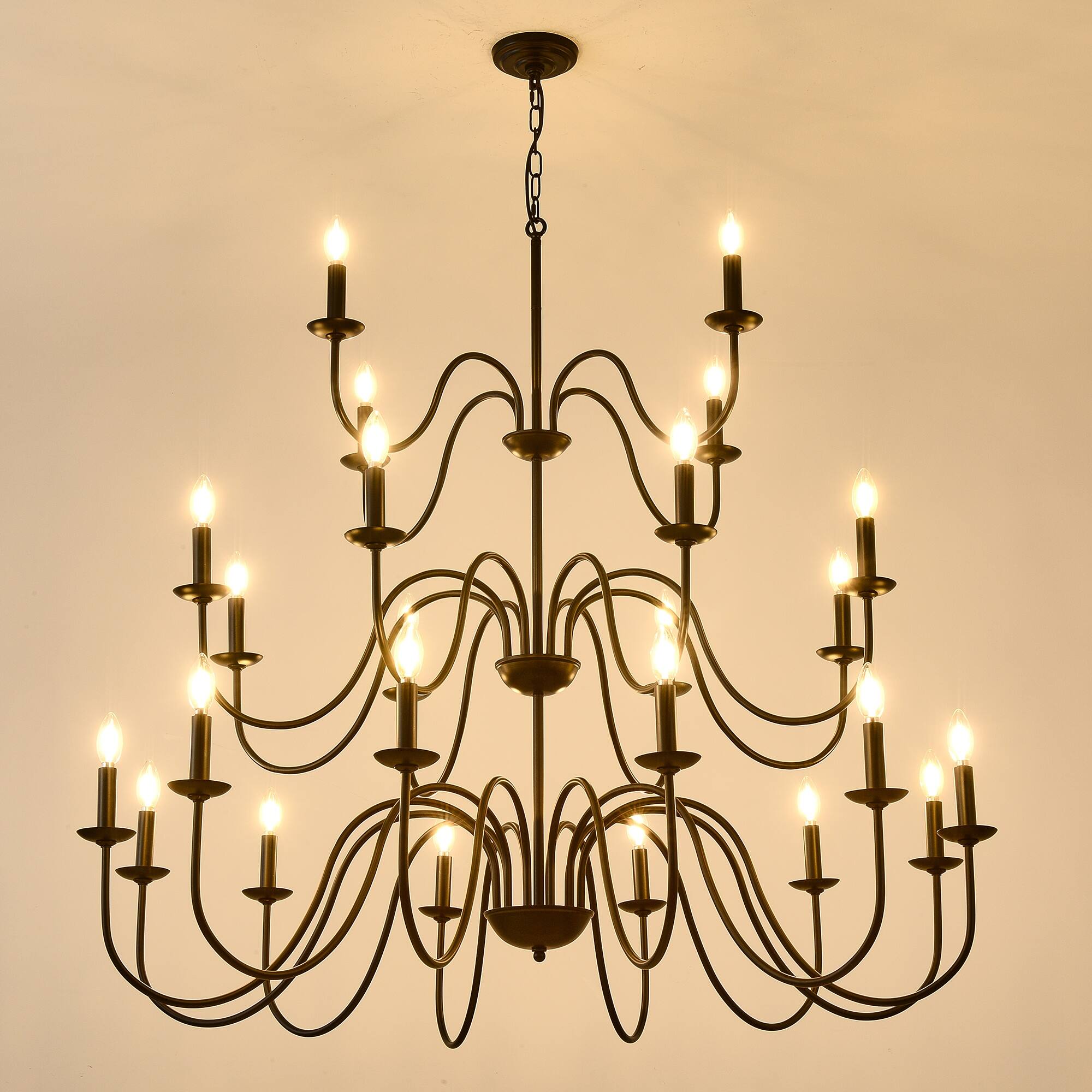 Alt View 5. Boyel Living - Farmhouse Chandelier Black Metal Chandeliers Light Fixtures Industrial for High Ceiling.