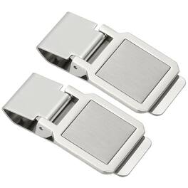 Vulpecula Spade - 2 Pcs Stainless Steel Money Clip, Metal Slim Wallet Clip for Men Square Money Holder Minimalist Front Pocket Wallet for - Silver