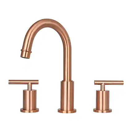 Front. Akicon - Akicon Solid Brass Double-Handle Widespread Kitchen Faucet in Copper - Copper.