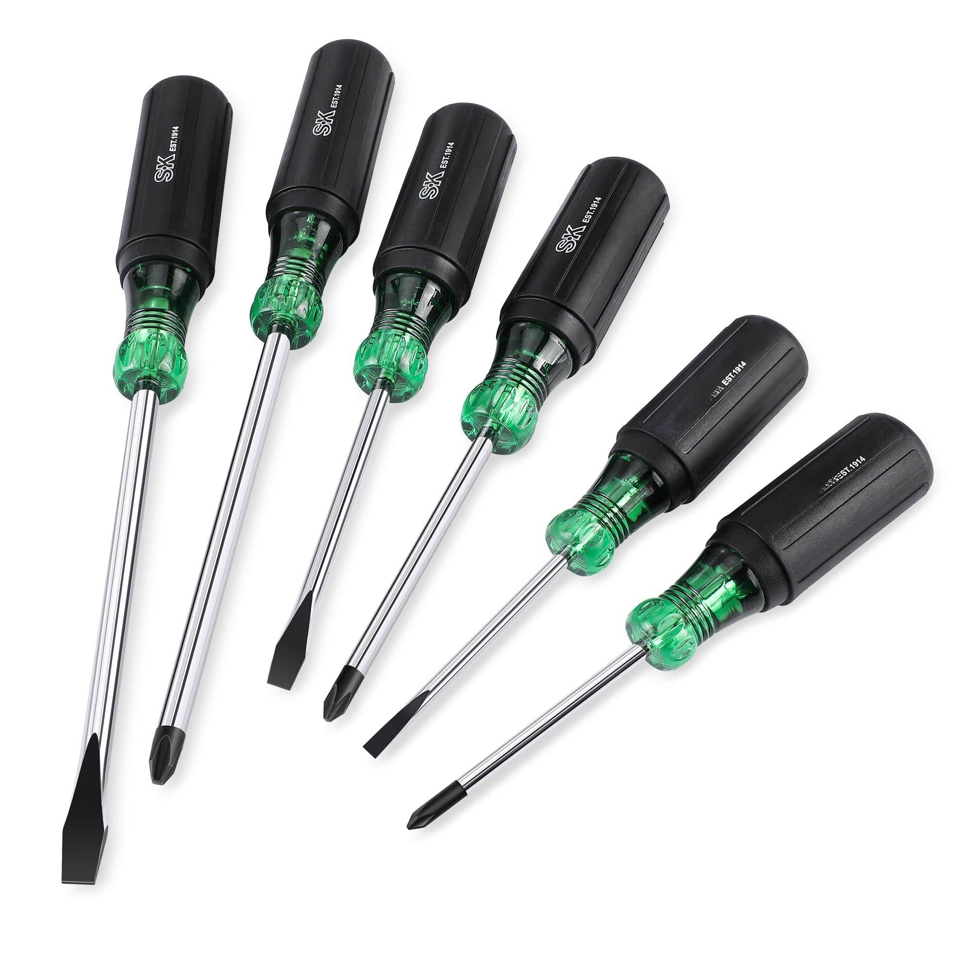JETRANSPORT - 6-piece Acetate Set S2 Steel 3 Slotted & Phillips Screwdrivers Handle Screwdriver shafts are made of - Default