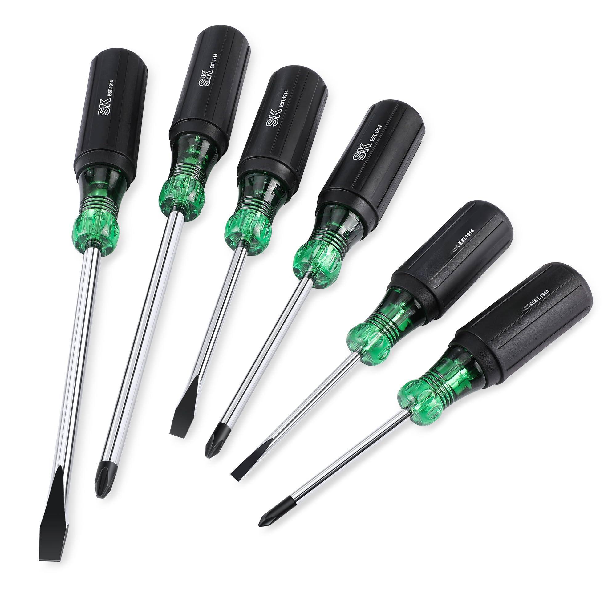 JETRANSPORT - 6-piece Acetate Set S2 Steel 3 Slotted & Phillips Screwdrivers Handle Screwdriver shafts are made of - Default