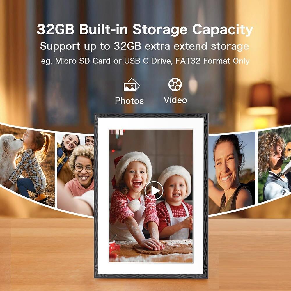 32GB Built-in Storage Capacity  
Support up to 32GB extra extend storage  
eg. Micro SD Card or USB C Drive, FAT32 Format Only  

Photos  
Video