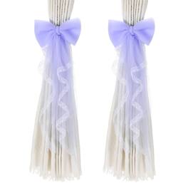 Unique Bargains - Premium 2pcs BowKnot Curtain Tiebacks with Buckle Decorative Holders for Home Office Thin Sheer Window Curtains - Violet