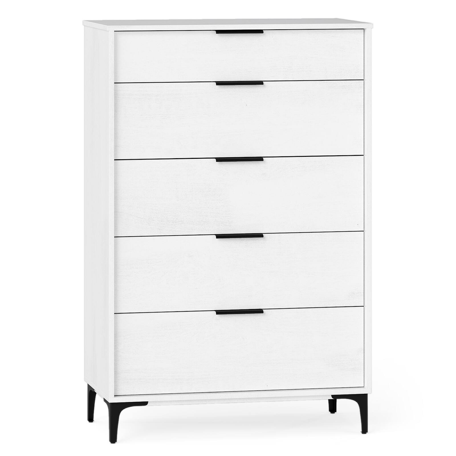 Alt View 9. Gymax - Gymax 2PCS Freestanding 5-drawer Dresser w/Sturdy Metal Legs Interlock System White - White.
