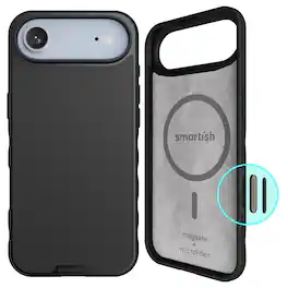 Smartish - iPhone Air MagSafe Case - Gripmunk Protective Slim Grip Magnetic Cover - Black w/ Camera Control