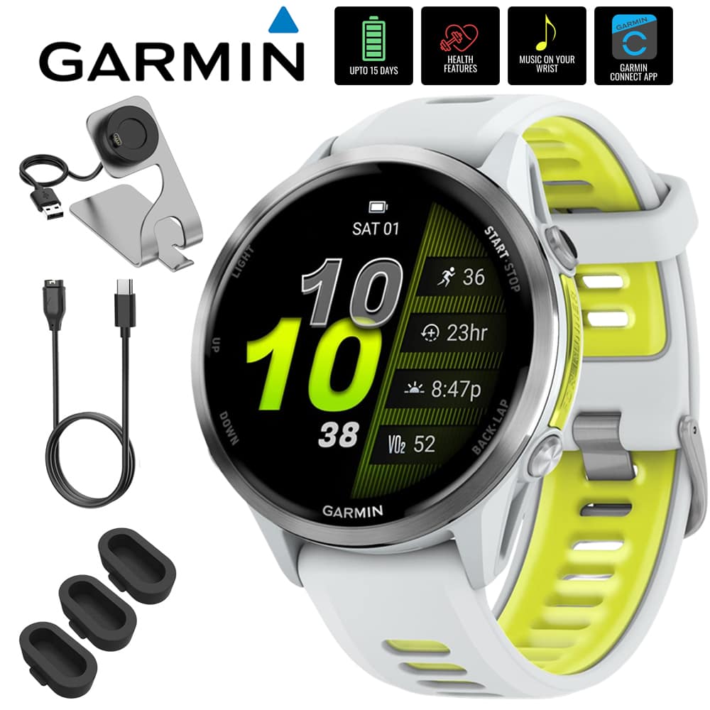 Garmin - Forerunner 970 GPS Smartwatch, Titanium + Accessories Bundle - Titanium with Whitestone Case - (2025)