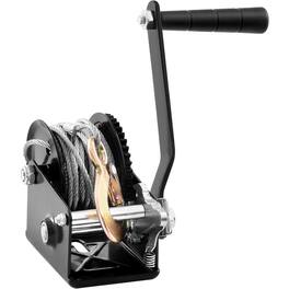 VEVOR - Hand Winch, 800 lbs Pulling Capacity, Boat Trailer Winch Heavy Duty Rope Crank with 33 ft Steel Wire Cable - Black