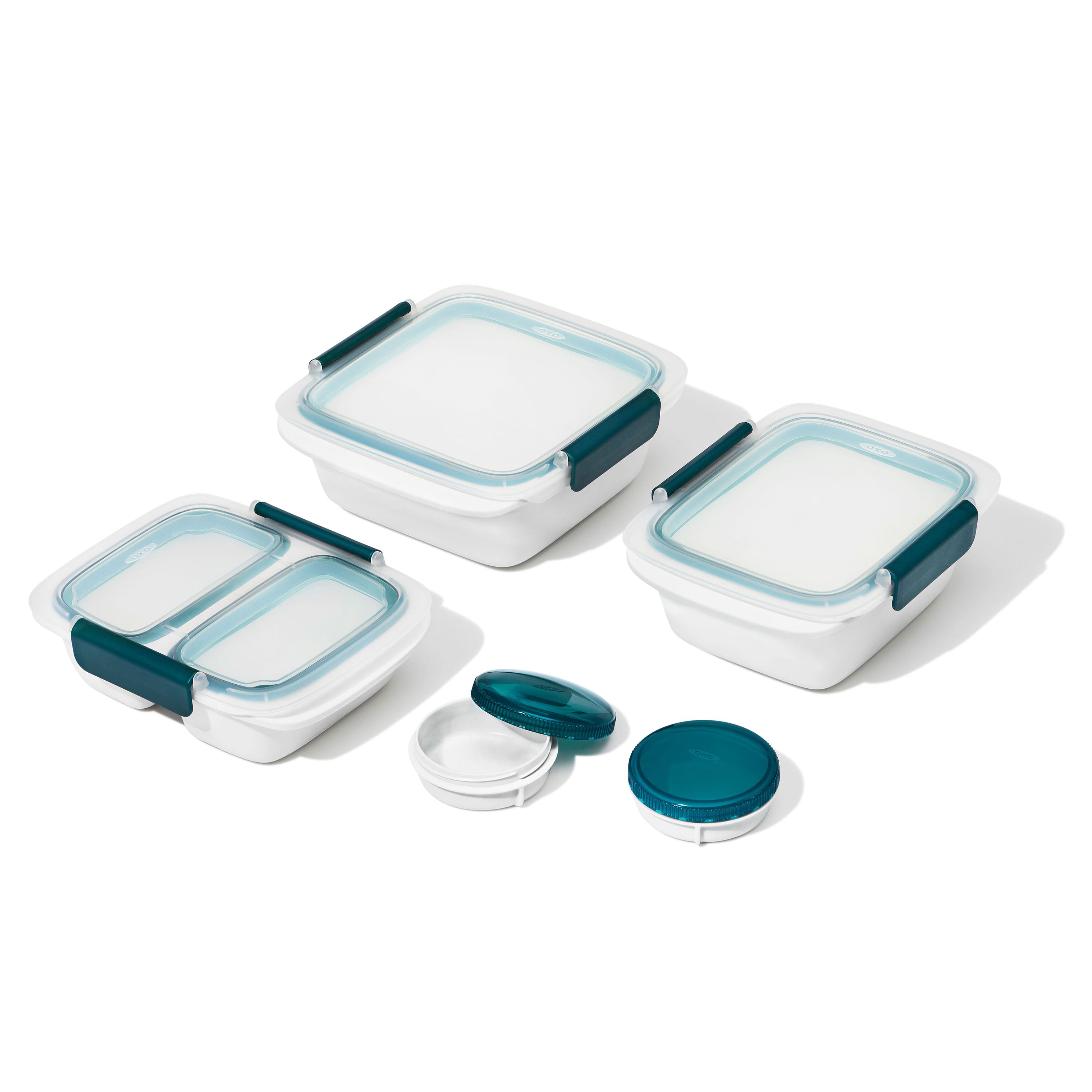 Angle. OXO - Good Grips Prep & Go Leakproof Containers - 10pc Starter Set - Clear.