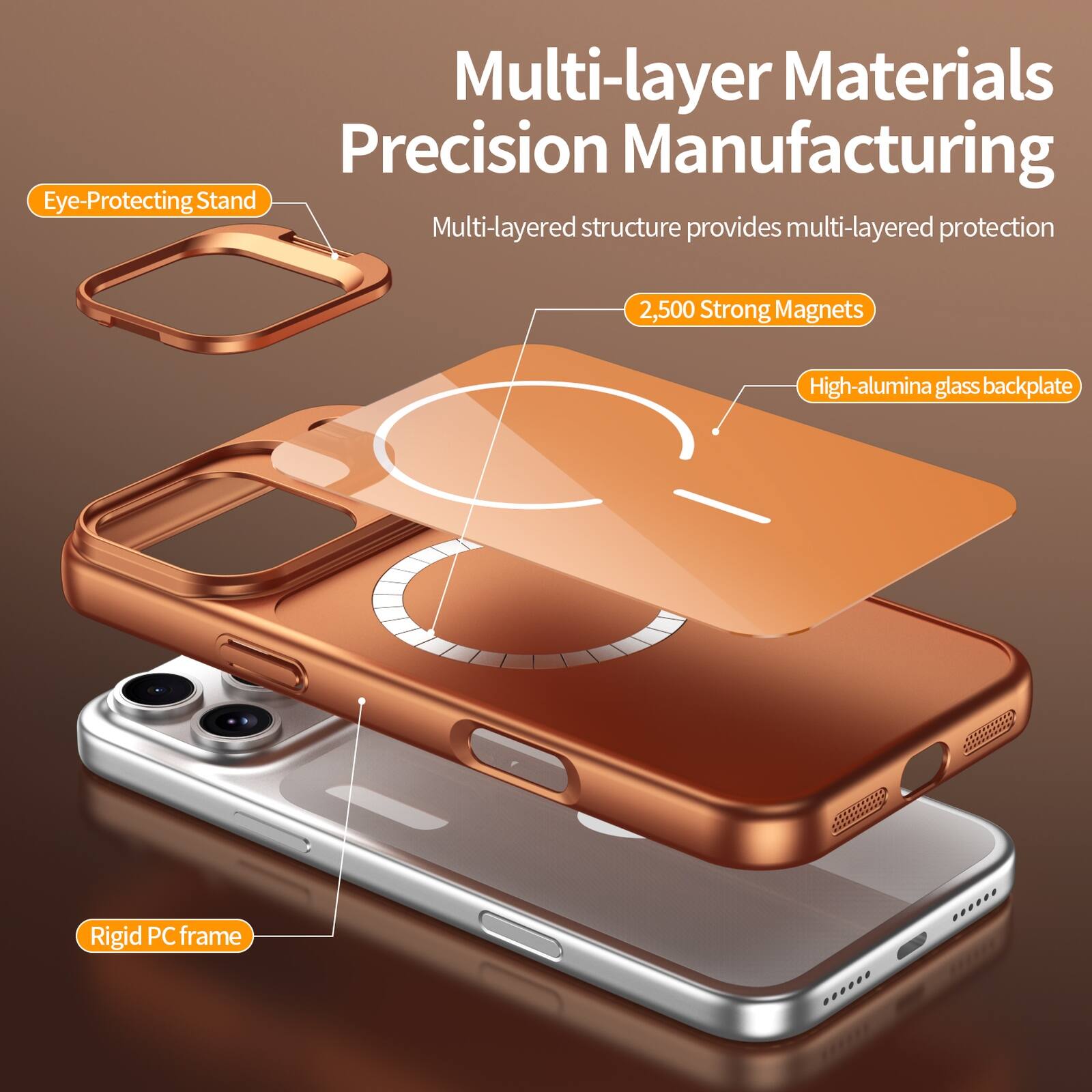 Multi-layer Materials Precision Manufacturing  
Eye-Protecting Stand  
Multi-layered structure provides multi-layered protection  
2,500 Strong Magnets  
High-alumina glass backplate  
Rigid PC frame