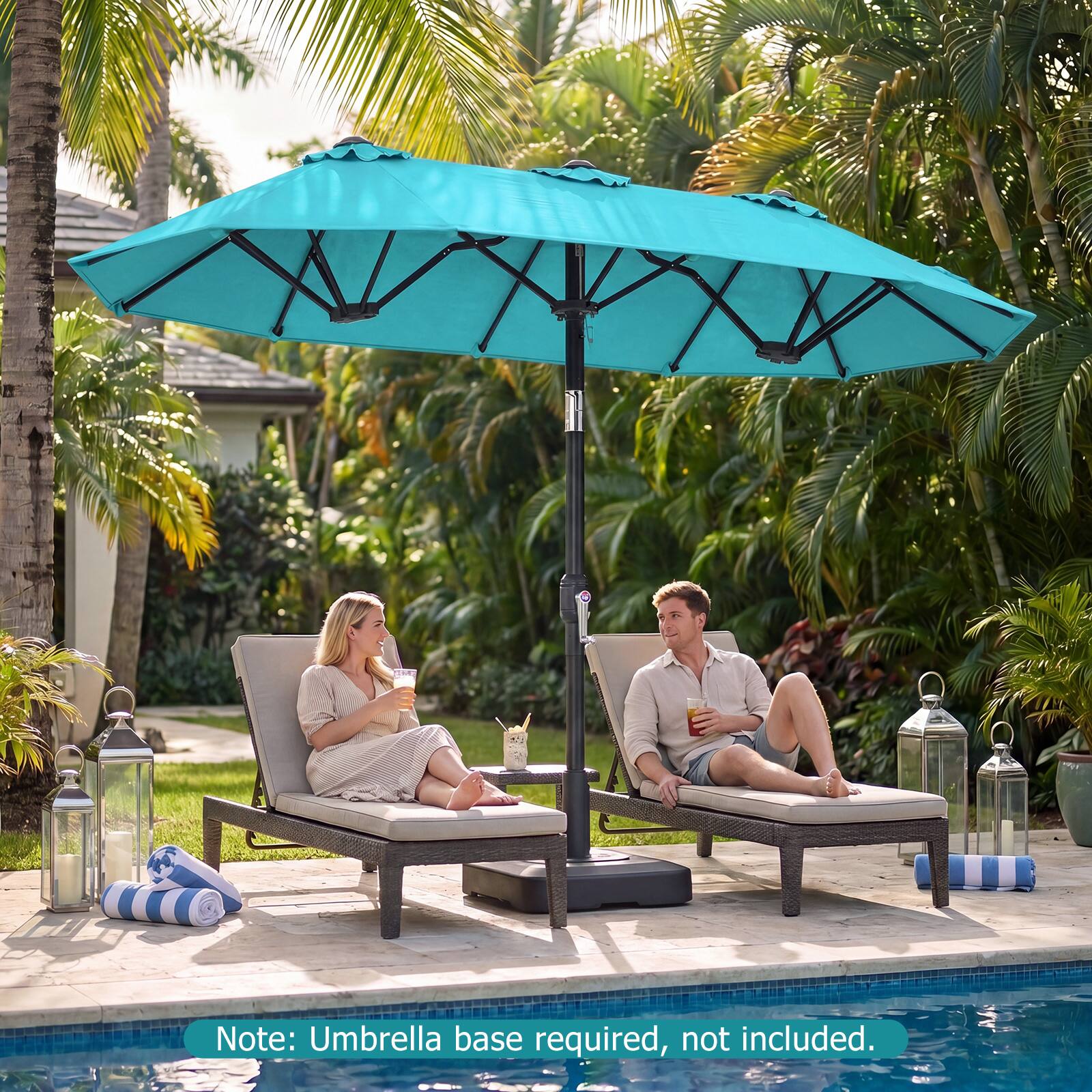 Note: Umbrella base required, not included.