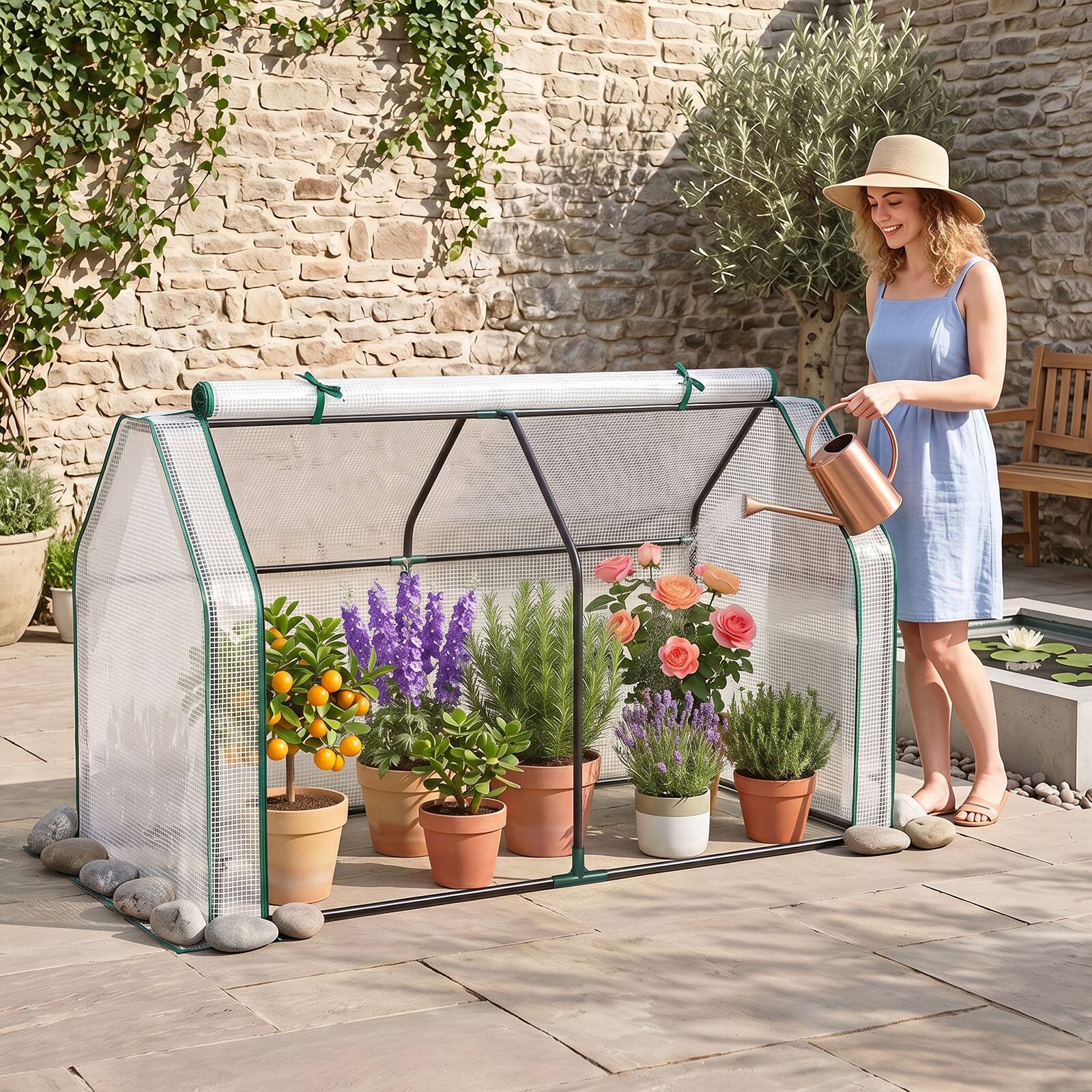 Alt View 3. Costway - Costway Portable Mini Greenhouse with PE Cover & Zippered Roll-up Door, Indoor & Outdoor.