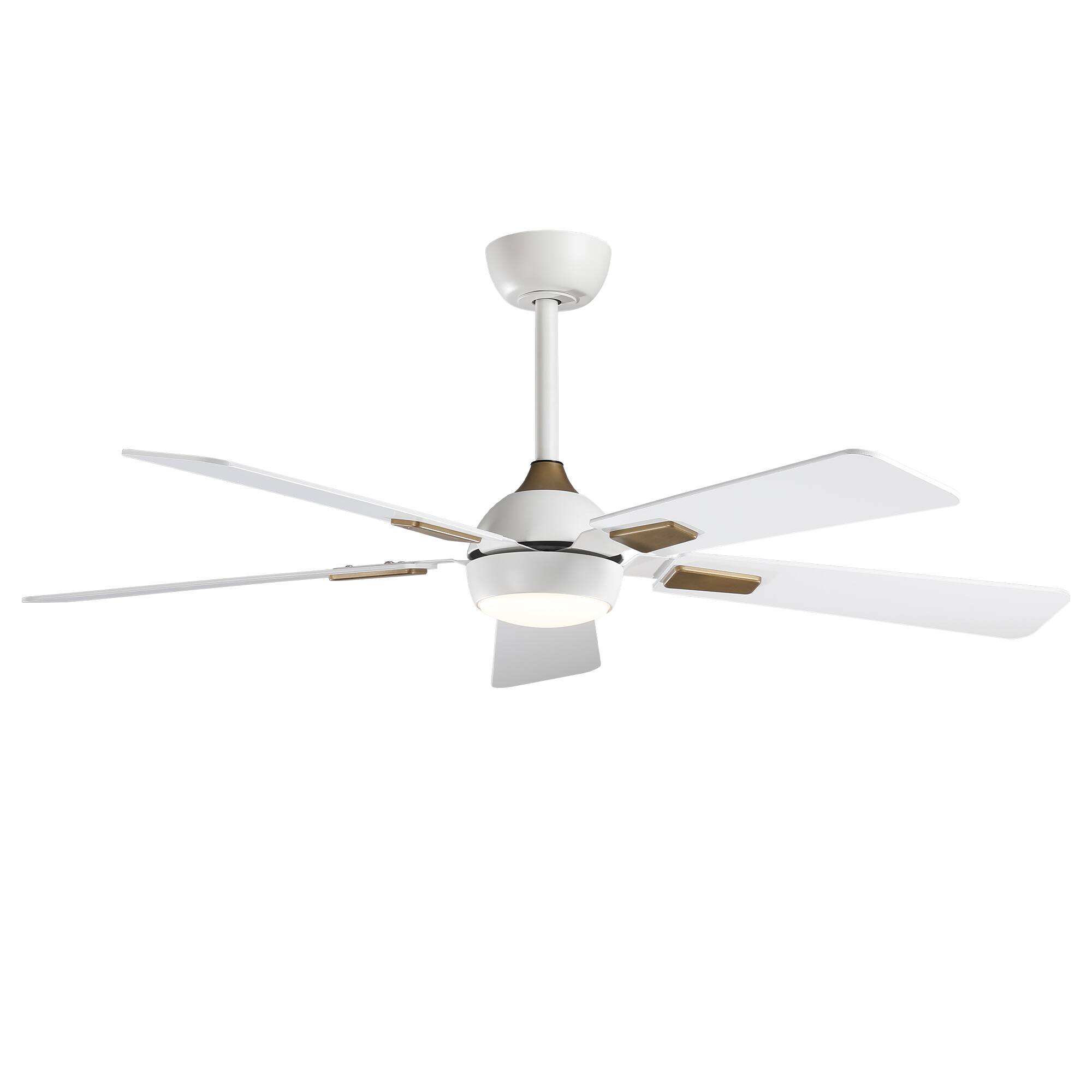 Alt View 9. Vaczon - 52 In. Modern Dimmable 3CCT LED Smart Ceiling Fan with Light, Remote and App Control, Double-Sided Blades, 6-Speed - White.