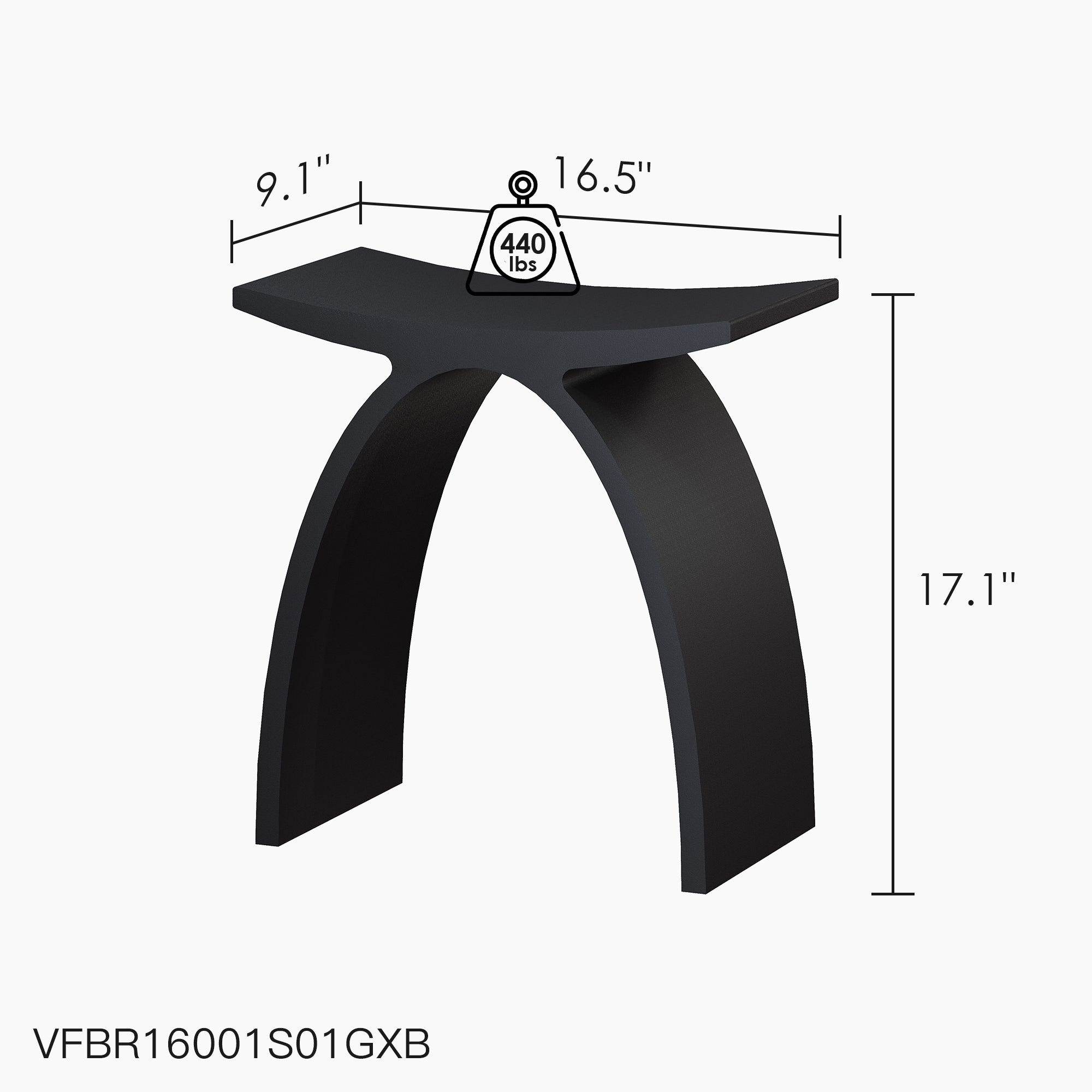 VFBR16001S01GXB, 17.1", 9.1", 16.5", 440 lbs