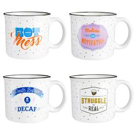 Wanda June Home - By Miranda Lambert Game On 4 Piece 18 Ounce Stoneware Camper Mug Set - White