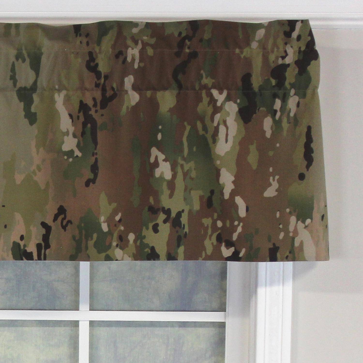 Left. RLF Home - RLF Home Cloak Tailored 100% Cotton with Fully Lined 3" Rod Pocket Valnance for Windows 50" x 14" Green - Green.