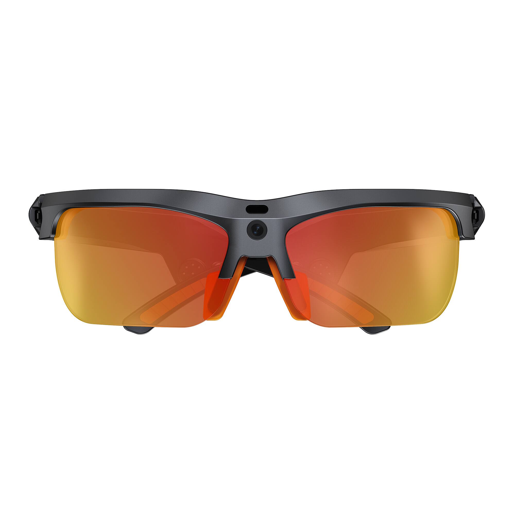 Alt View 9. Loheer - Loheer AI Smart Glasses with 13MP Camera, 4GB Memory, Translation, Bluetooth Calls, Orange Lens - Black frame with orange lenses.