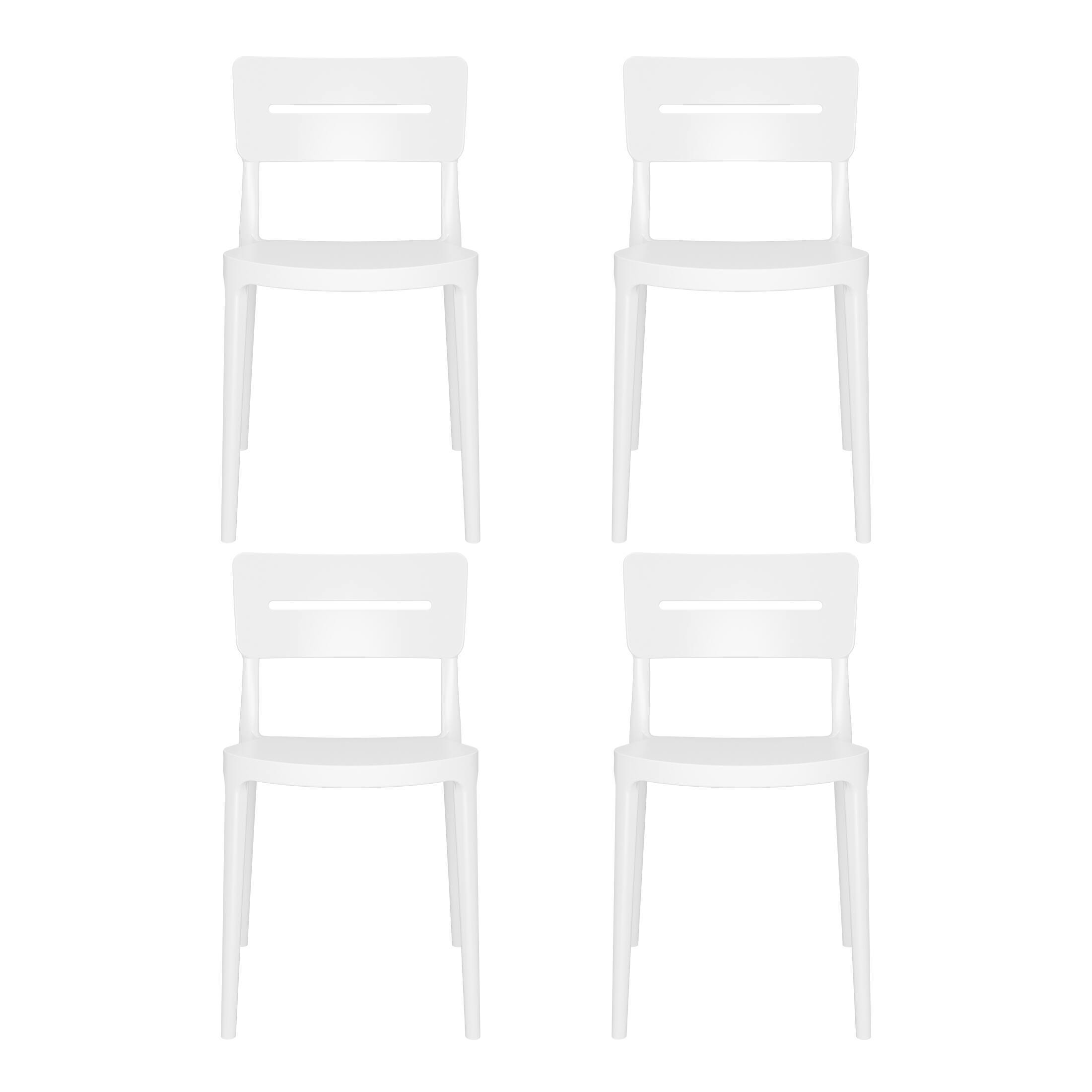Front. WestinTrends - WestinTrends Playa Outdoor Modern Stackable Plastic Patio Dining Chairs (Set of 4) - White.