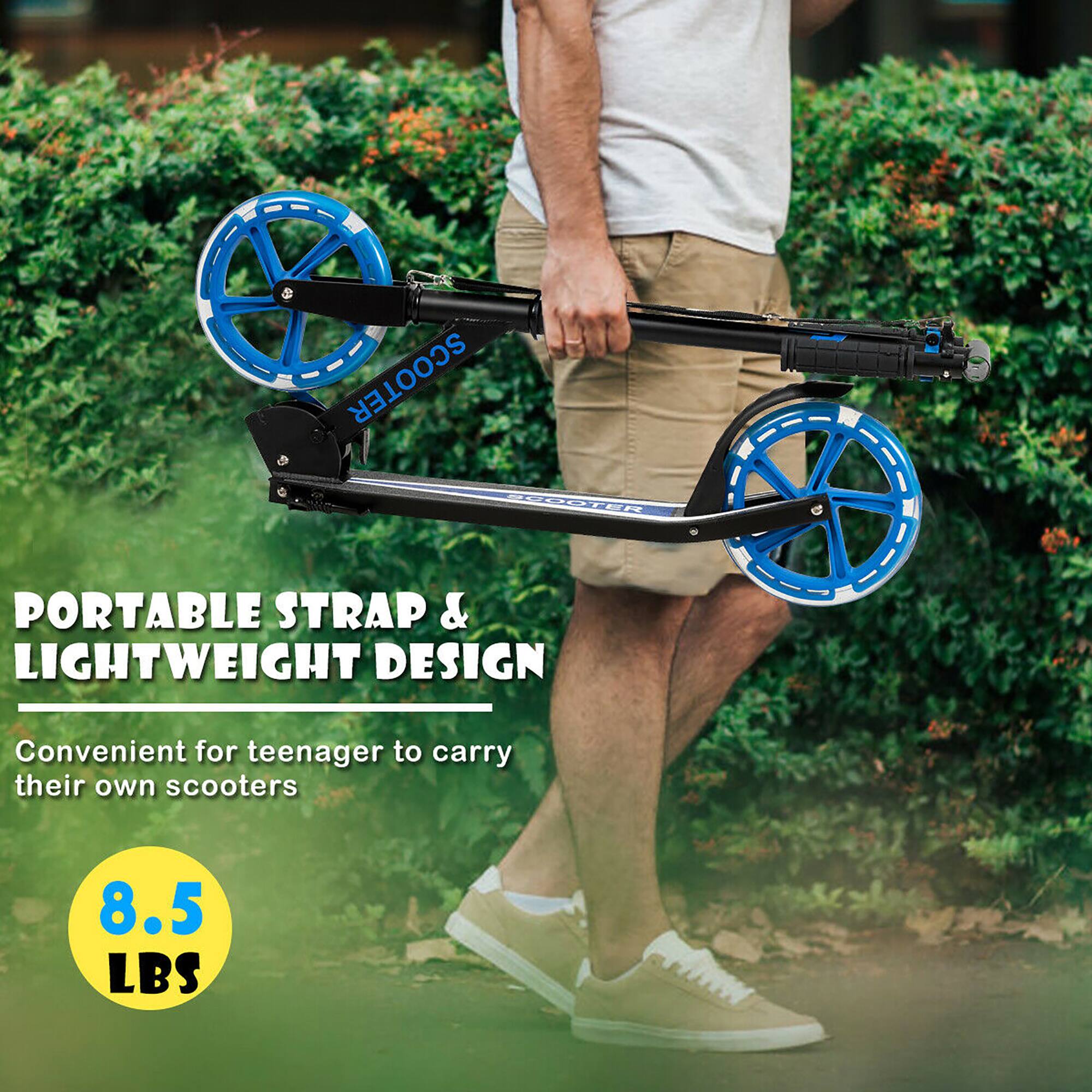 PORTABLE STRAP & LIGHTWEIGHT DESIGN  
Convenient for teenager to carry their own scooters  

8.5 LBS