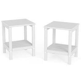 FODINGHILL - Adirondack Outdoor Side Table Set of 2, 14x13 Inch, All-Weather HDPE Plastic for Patio & Porch - White