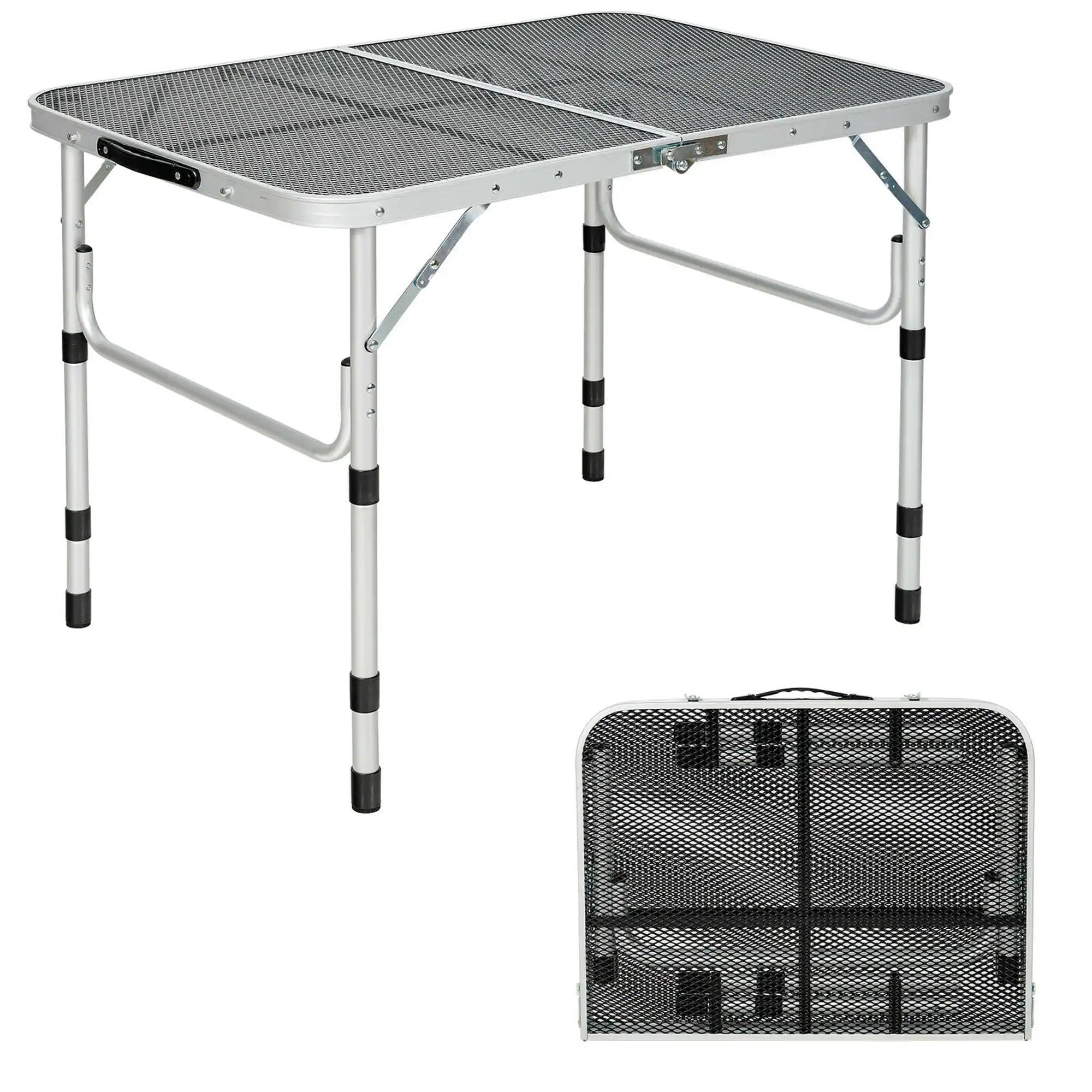 Front. Gymax - Gymax Folding Grill Table for Camping Lightweight Aluminum Metal Grill Stand Table - Silver.