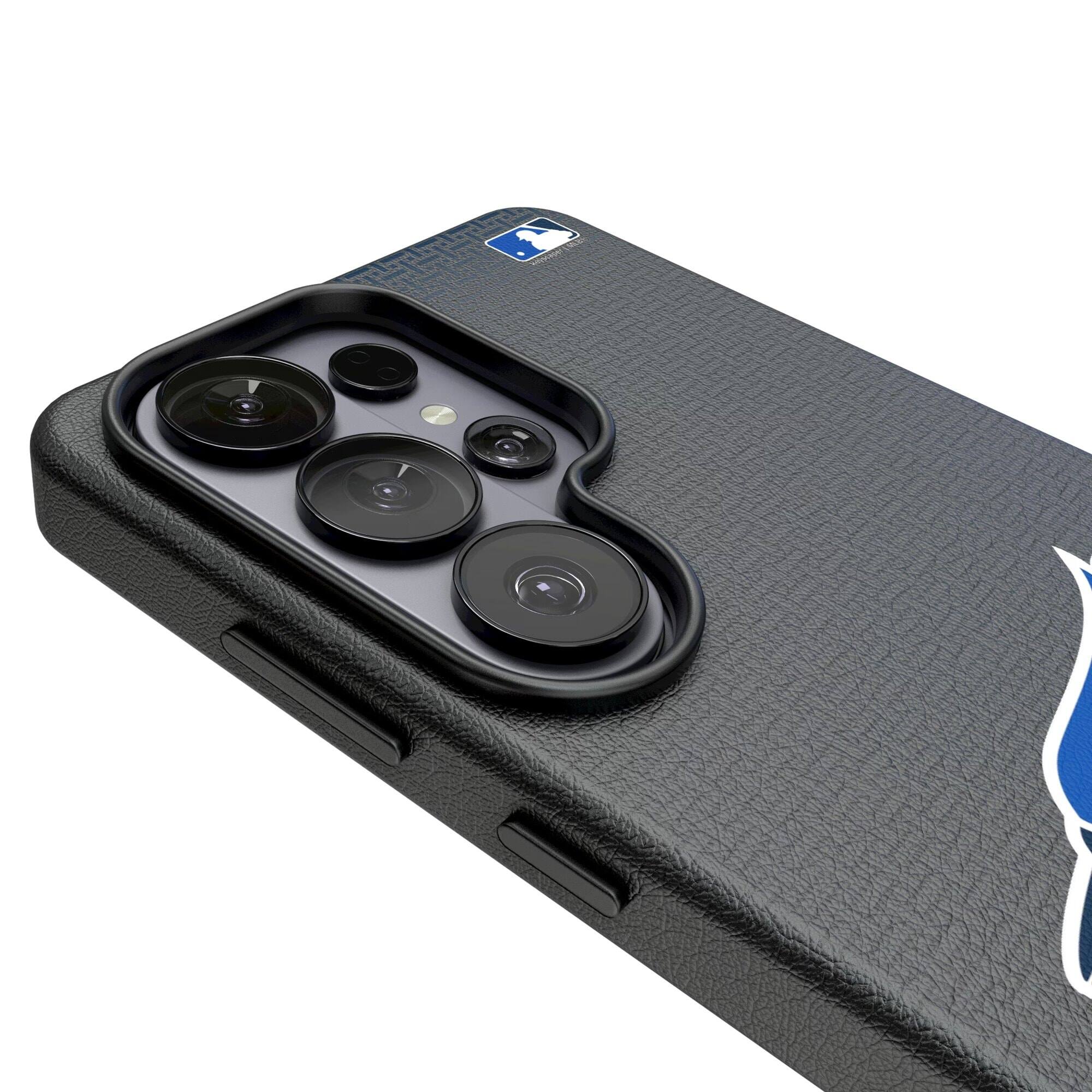 Alt View 2. Keyscaper - Toronto Blue Jays Linen Galaxy Magnetic Bump Case - S25 Ultra - Black.