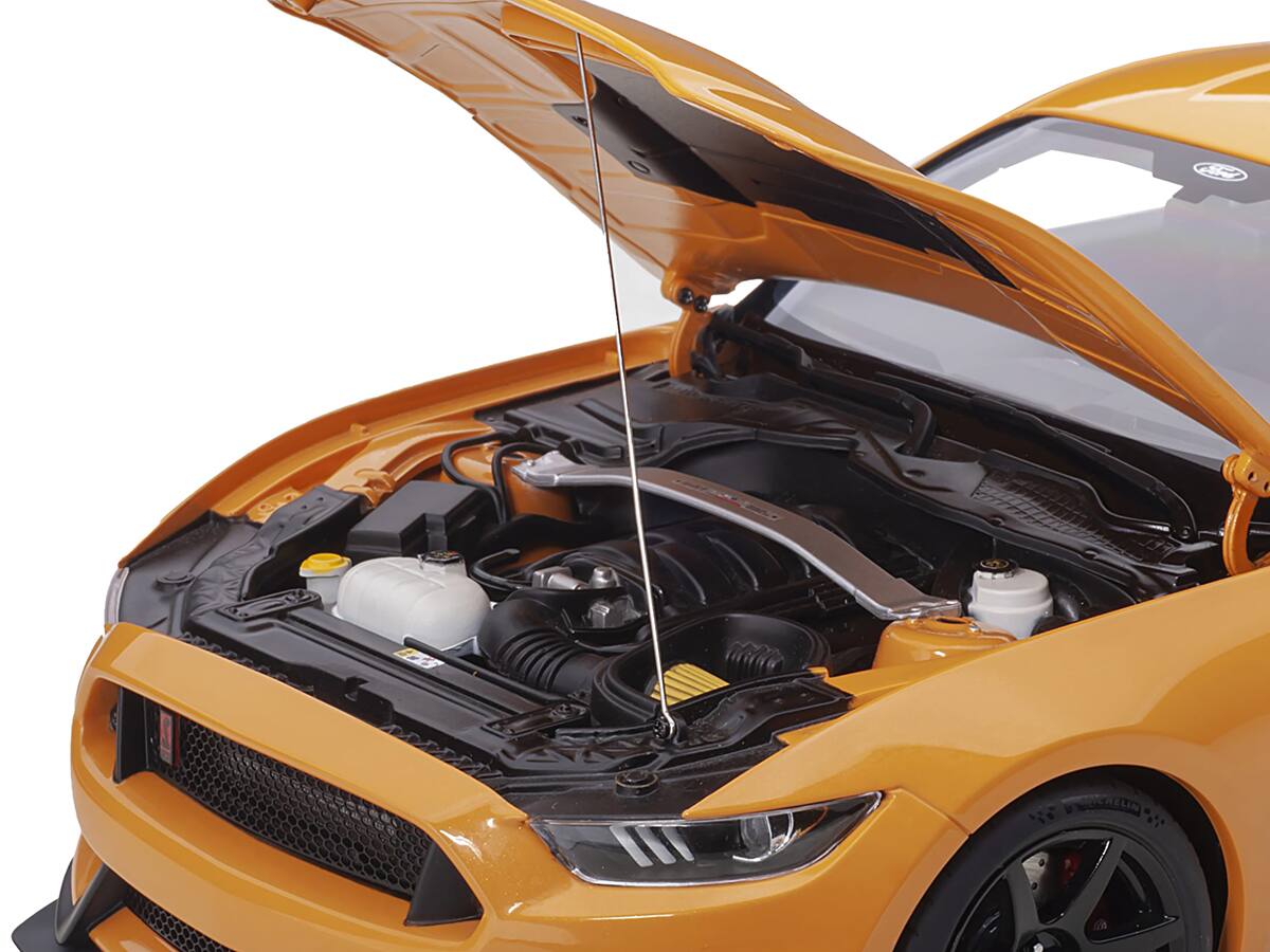Left. Autoart - Ford Mustang Shelby GT-350R Orange Fury Metallic 1/18 Model Car by Autoart - Orange Fury Metallic.