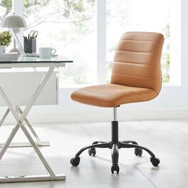 Ripple Armless Vegan Leather Office Chair by Modway - Black Tan
