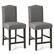 Front. Costway - Costway Set of 2 Upholstered Bar stools 25" Counter Height Chairs with Rubber Wood Legs - Grey.