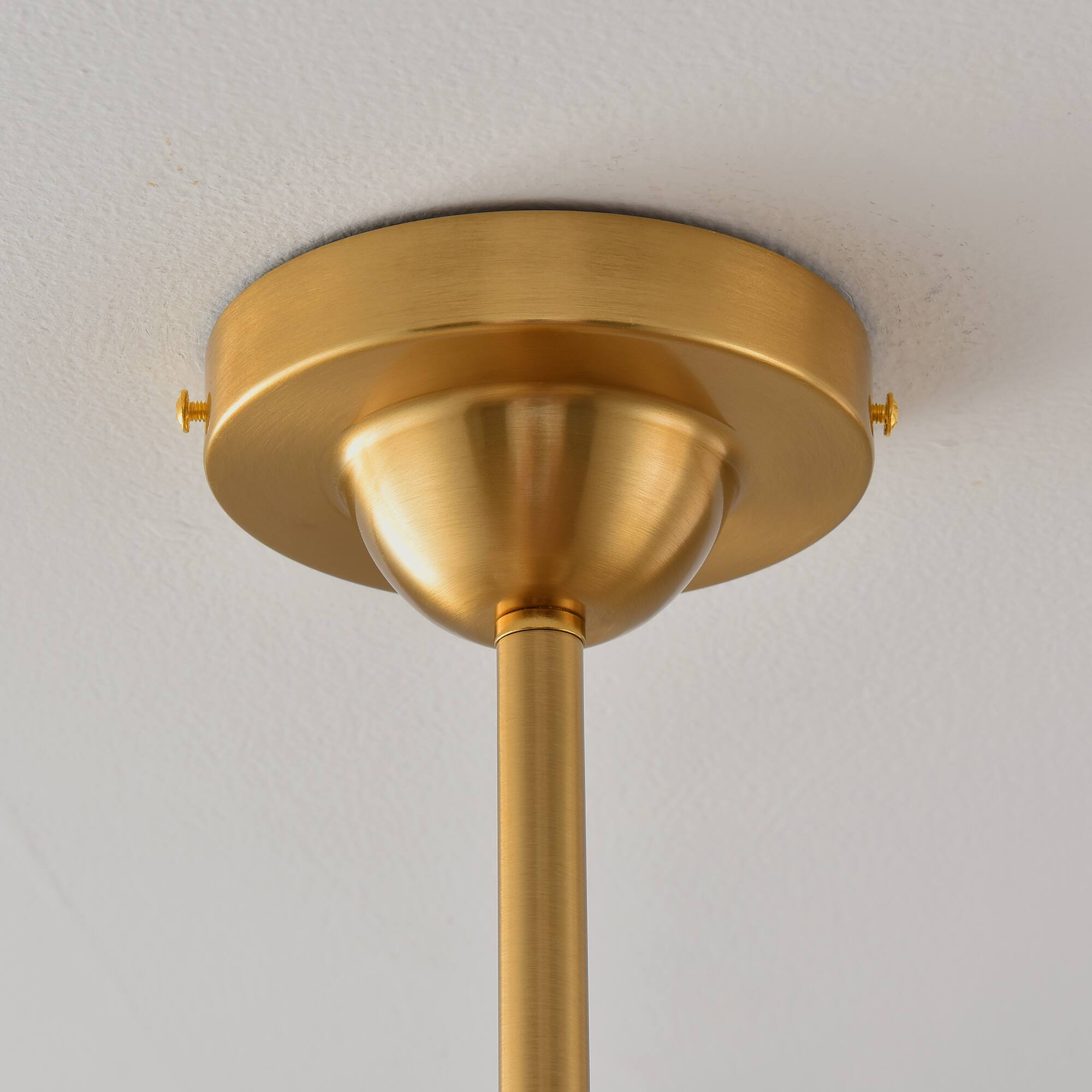 Alt View 10. Parrot Uncle - 13-Inch Vintage Green Ribbed Opal Glass 3-Light Schoolhouse Pendant Ceiling Light - Gold.