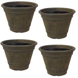 Sunnydaze - 20 in Franklin Unbreakable Polyresin Planter - Set of 4 - Sable