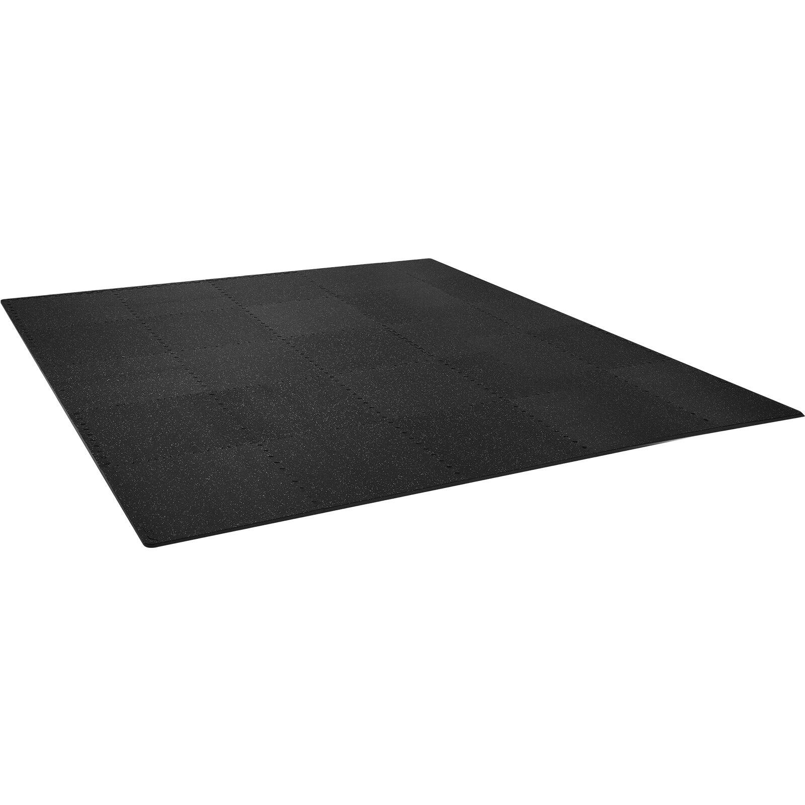 Front. Glintex - 25 PCS Gym Floor Mats 1/2 Inch Thick EVA Foam with Rubber Top 24"x24" Interlocking Exercise Tiles 100 sq.ft Coverage - Black+ Gray.
