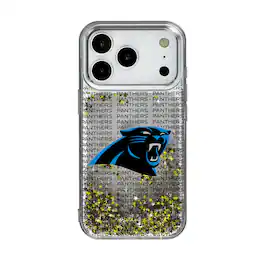 Keyscaper - NFL - Carolina Panthers iPhone Text Backdrop Design Glitter Case - 15 - Multicolor