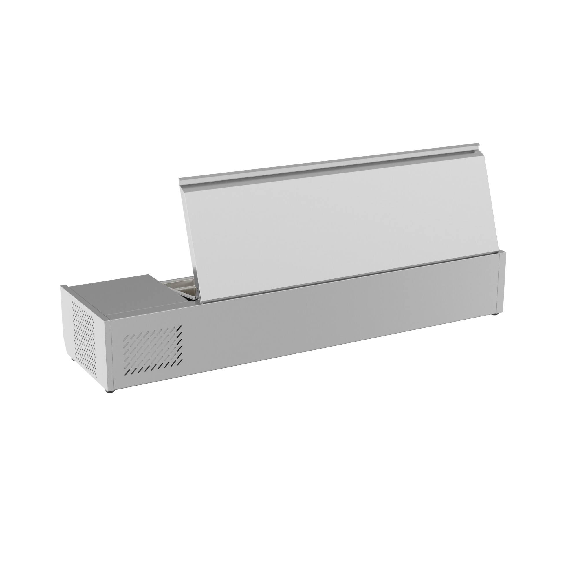 Alt View 4. Koolmore - 59 in. Six Pan Refrigerated Countertop Condiment Prep Station - SCDC-6P-SSL - Stainless-Steel.