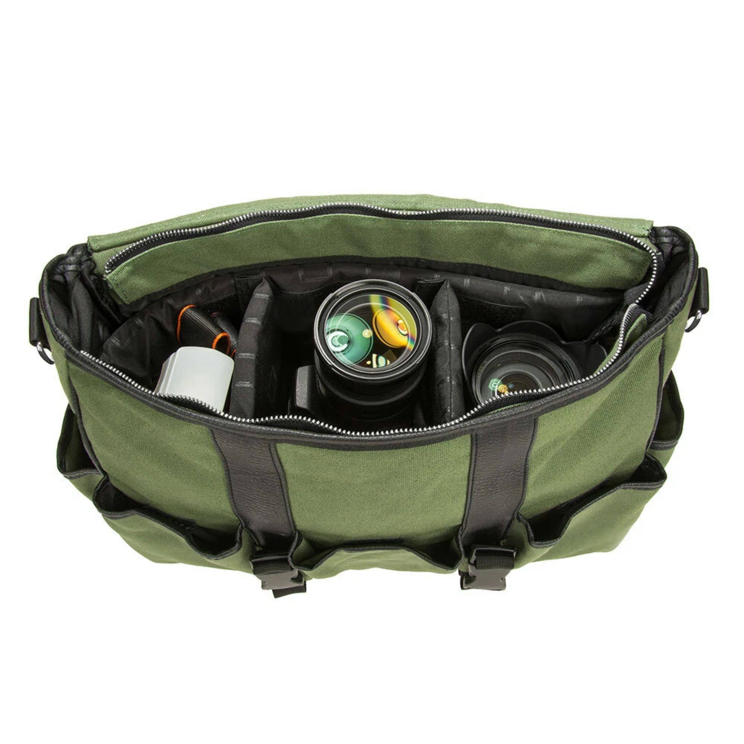 Alt View 1. Kitcheniva - DSLR Mirrorless Camera Laptop Shoulder Messenger Photography Bag - Forest Green.