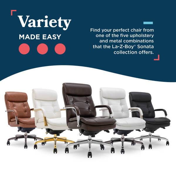 Variety MADE EASY

Find your perfect chair from one of the five upholstery and metal combinations that the La-Z-Boy Sonata collection offers.