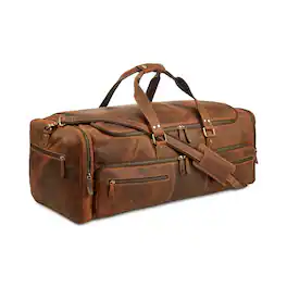Luxorro - Leather Duffel Bag For men. 30 Inch - Dark Brown