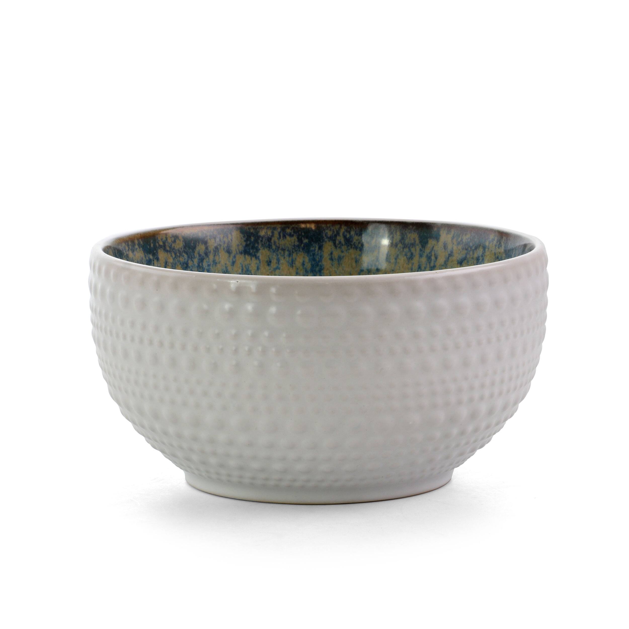 Alt View 1. Elama - Elama Modern Dot 16 Piece Luxurious Stoneware Dinnerware with Complete Setting for 4 - Taupe, Blue, and Brown.