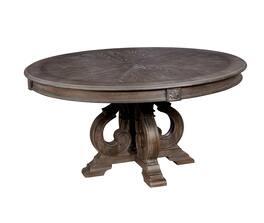 Manhattan Lane - Solid Wood Round Dining Table with Pedestal Base, Rustic - Brown